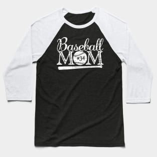 Vintage Baseball Mom #34 Favorite Player Biggest Fan Number Jersey Baseball T-Shirt